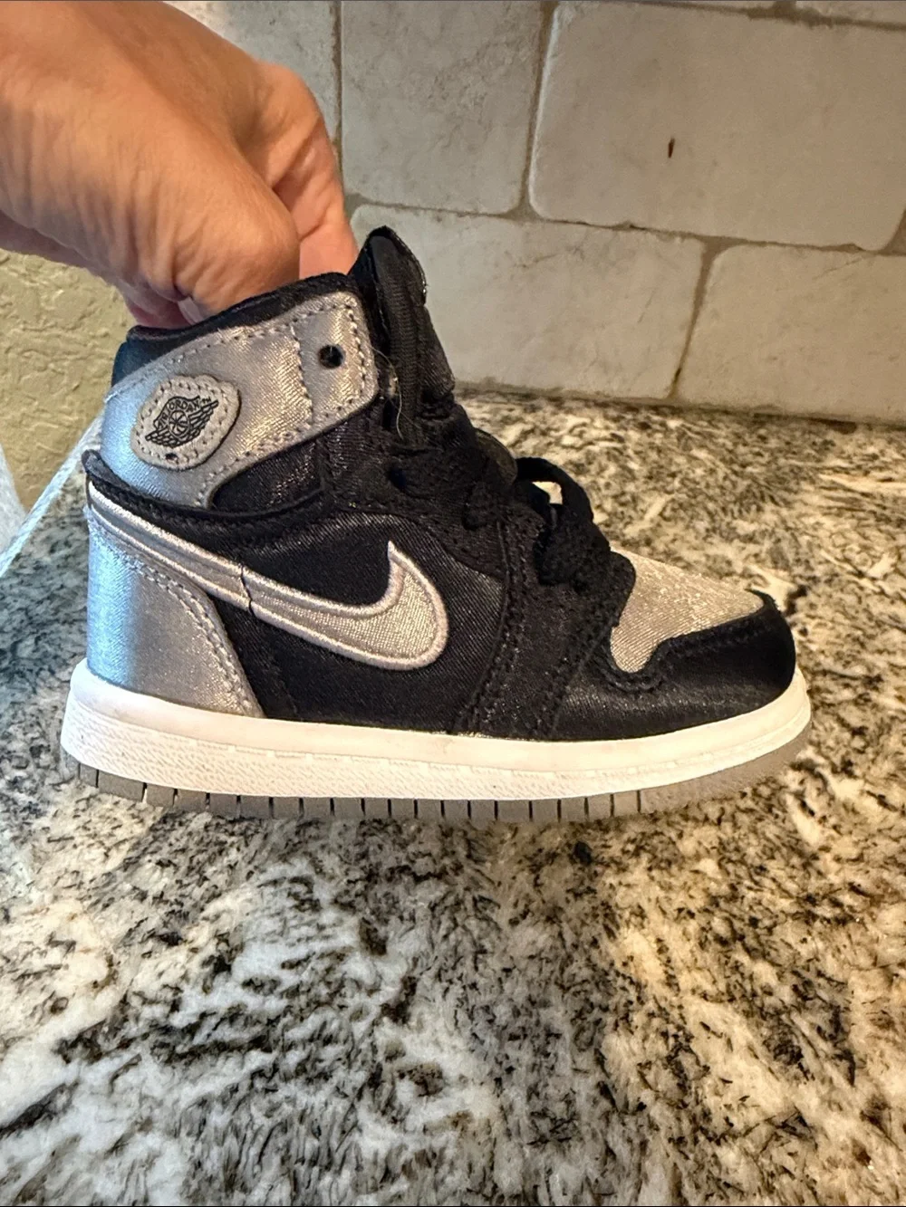 Nike TD Air Jordan 1 Retro High OG Satin Shadow Black Grey FD5305-010 Size 5C